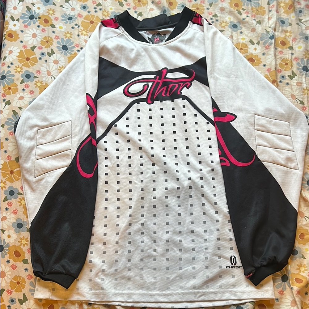 Thor Racing Jersey in Black and White with Pink Accents